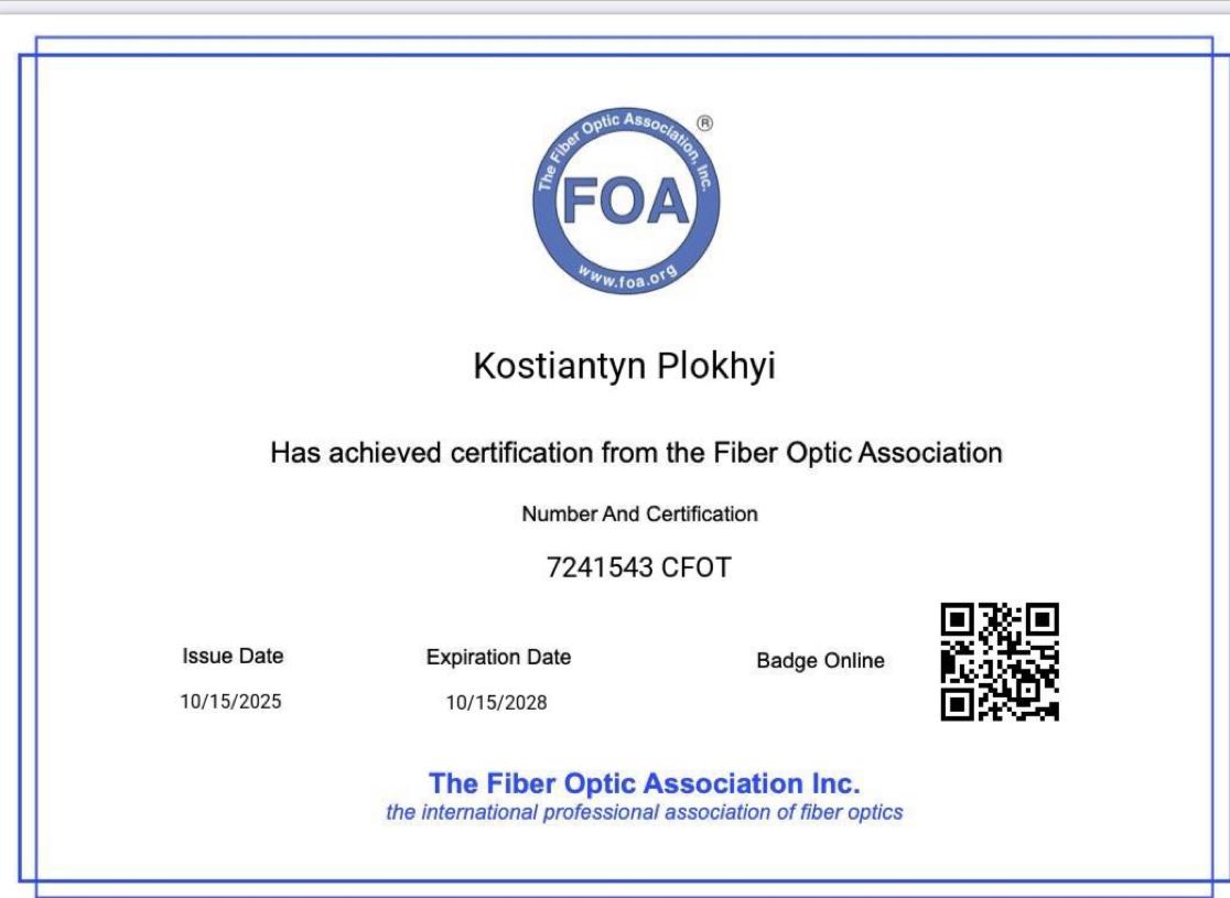 FOA CFOT-certificering